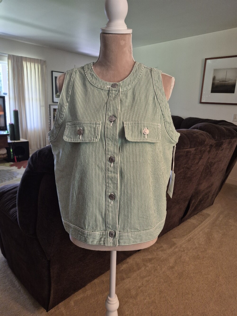 NWT Free Assembly Sleeveless Button-Front Striped Top, Assortment Of Sizes